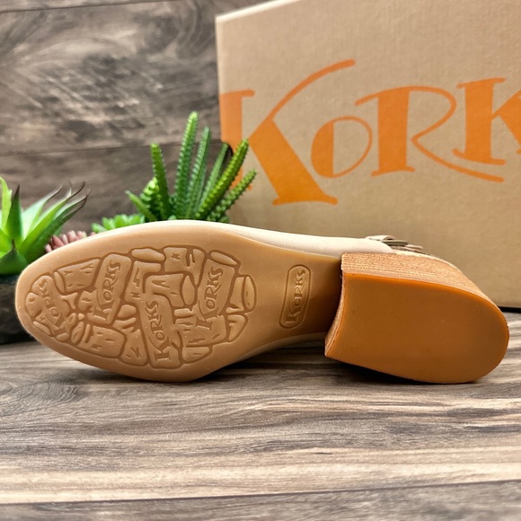 NIB Korks Kork Ease Rayleigh Slingback Block Heel Clogs Mules Cream Leather - Picture 8 of 16